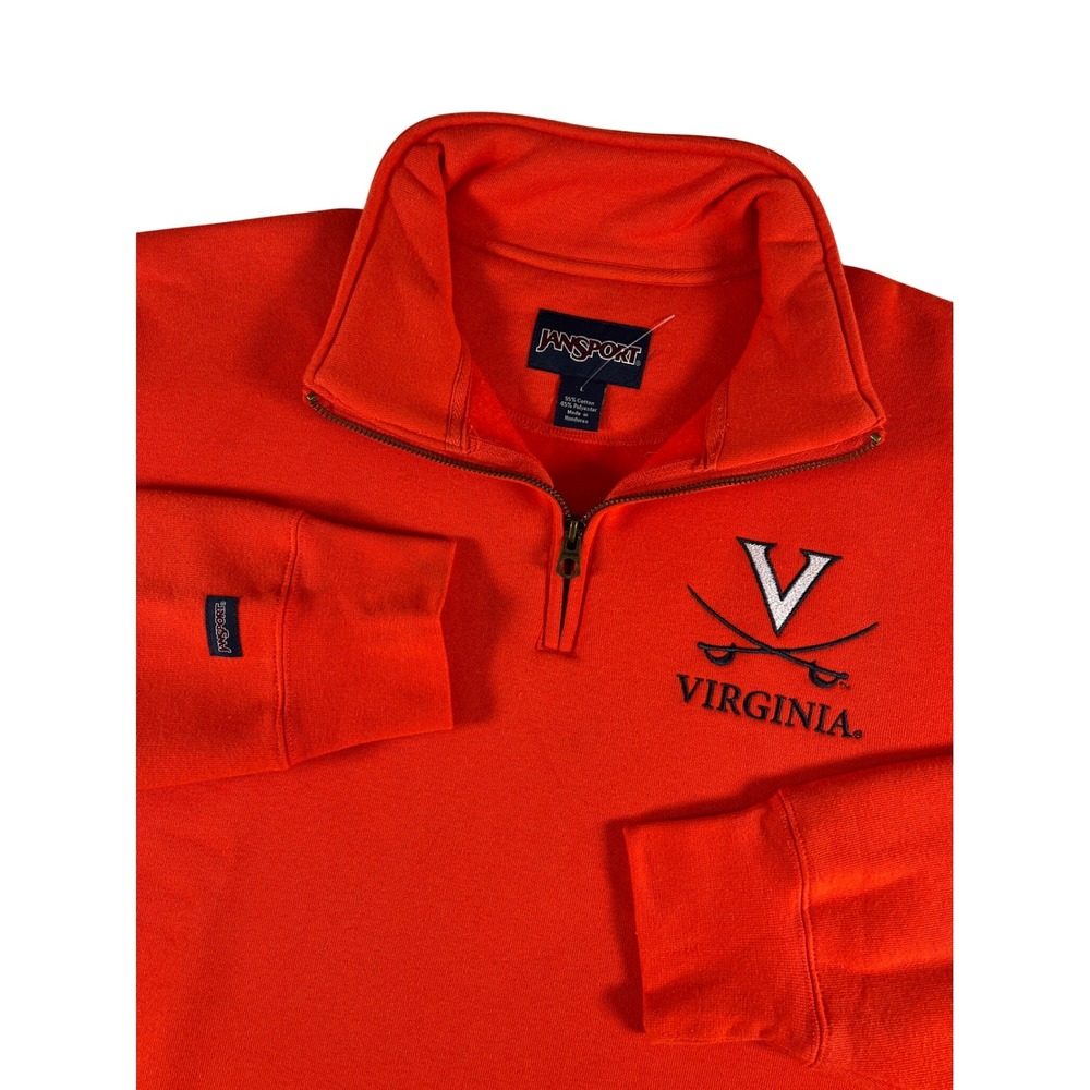 Jansport Virginia Cavaliers UVA Orange Quarter Zip Pullover Mens Large NWOT